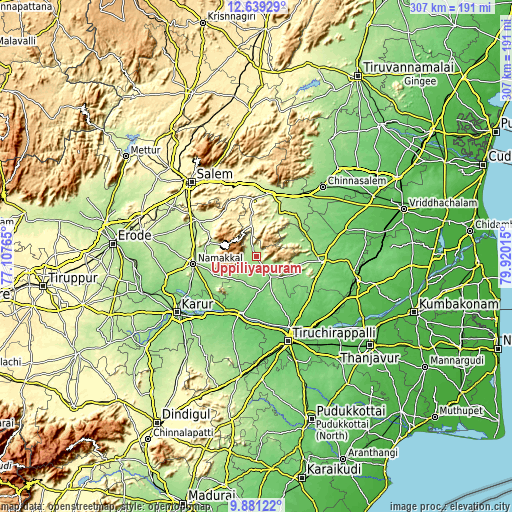 Topographic map of Uppiliyapuram