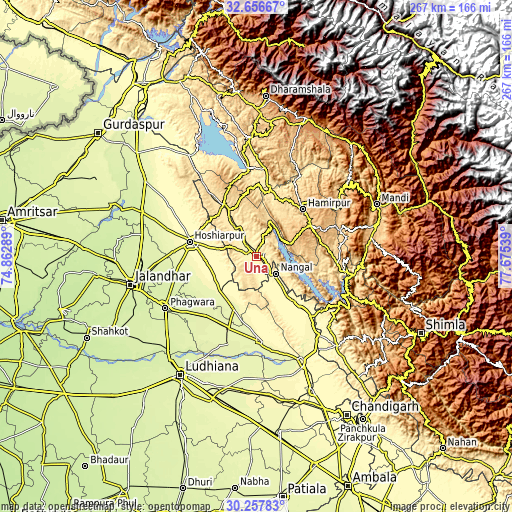 Topographic map of Una