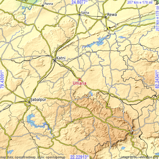 Topographic map of Umaria