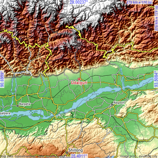 Topographic map of Udalguri