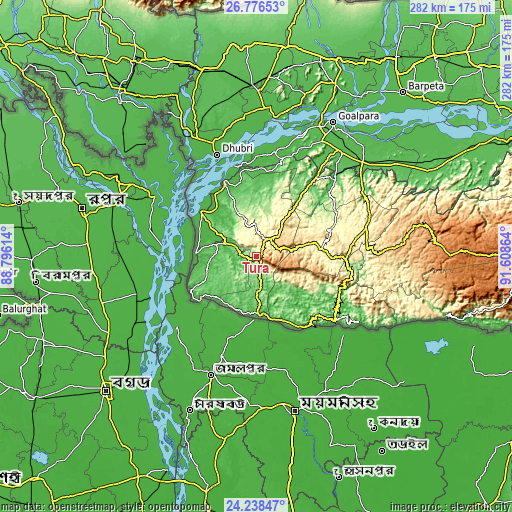 Topographic map of Tura