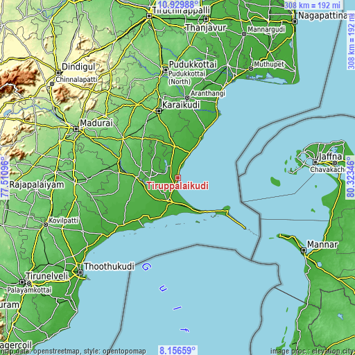 Topographic map of Tiruppālaikudi