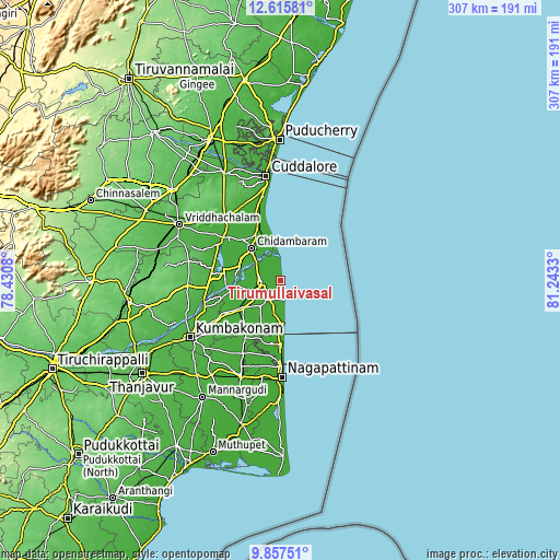 Topographic map of Tirumullaivāsal