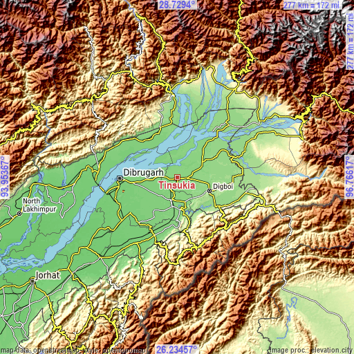Topographic map of Tinsukia