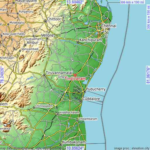 Topographic map of Tindivanam