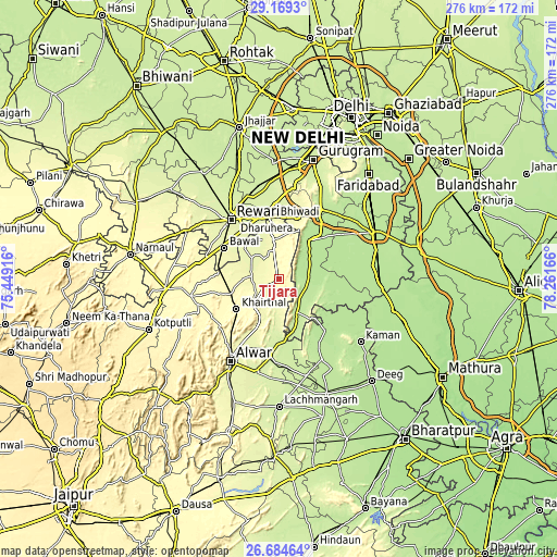 Topographic map of Tijāra