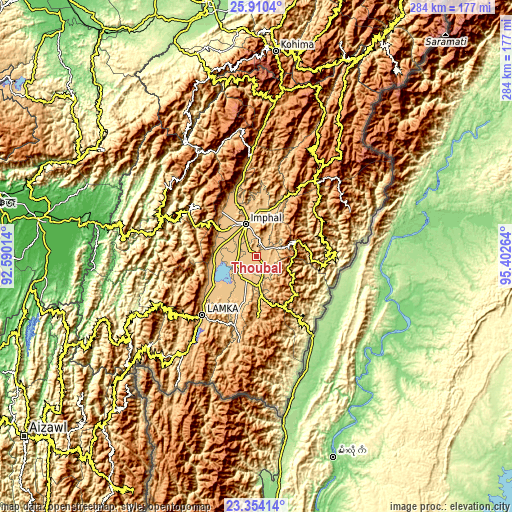 Topographic map of Thoubāl