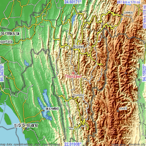 Topographic map of Thenzawl