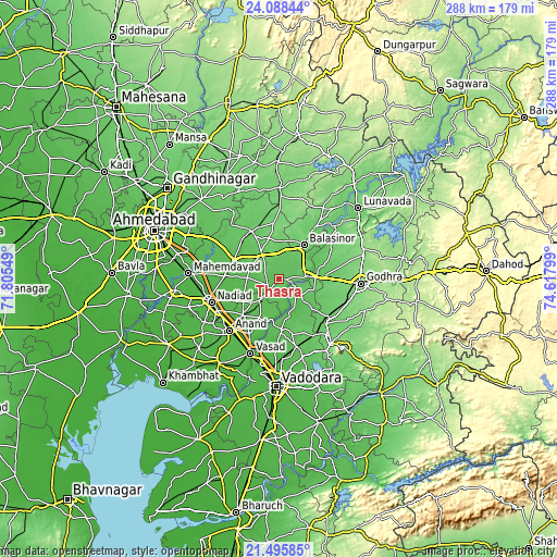 Topographic map of Thāsra