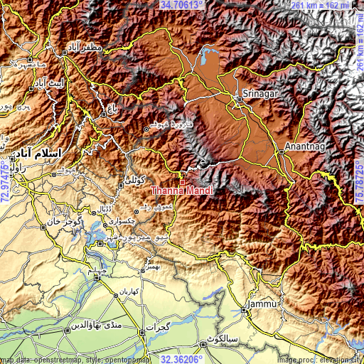 Topographic map of Thanna Mandi