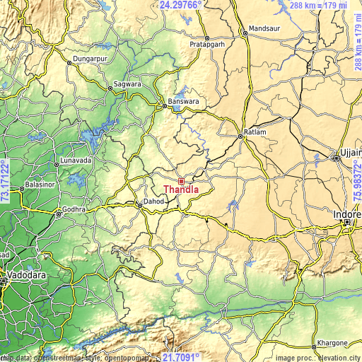 Topographic map of Thandla