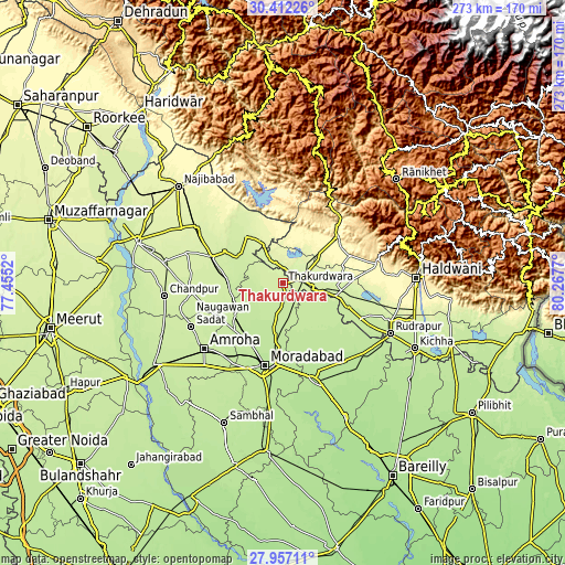 Topographic map of Thakurdwara