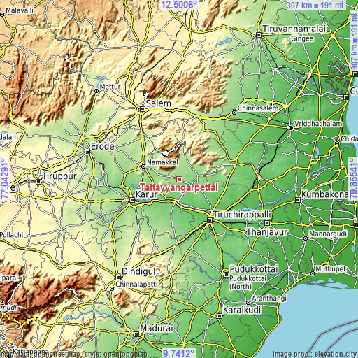 Topographic map of Tāttayyangārpettai