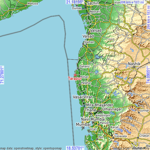 Topographic map of Tārāpur