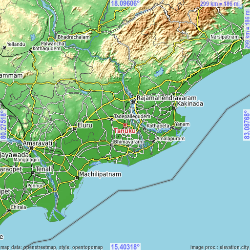 Topographic map of Tanuku