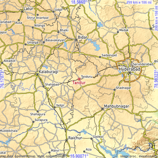 Topographic map of Tāndūr