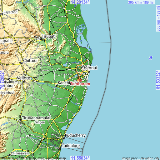 Topographic map of Tambaram