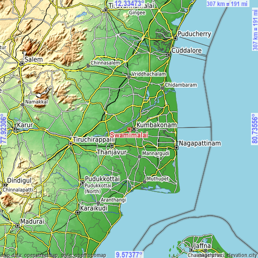 Topographic map of Swāmimalai