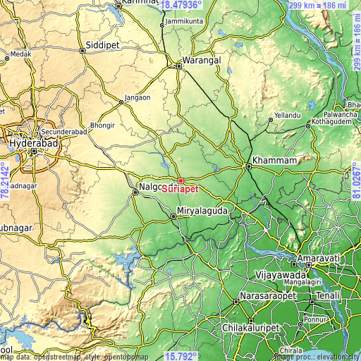 Topographic map of Suriāpet