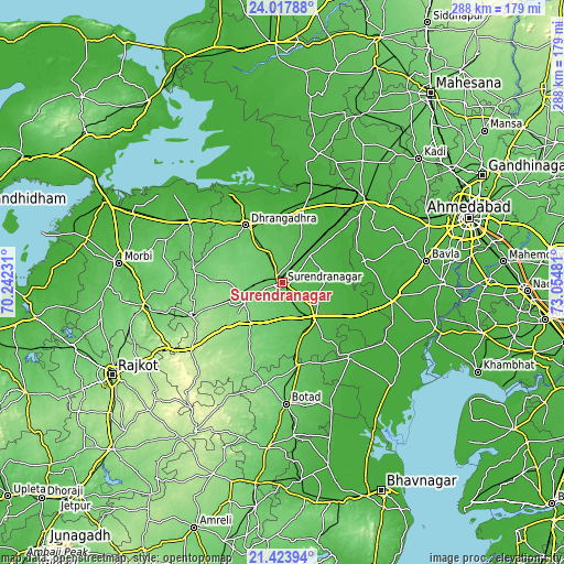 Topographic map of Surendranagar