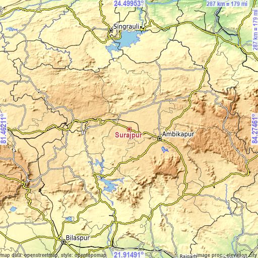Topographic map of Surajpur