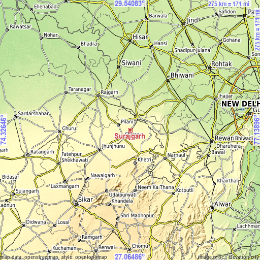 Topographic map of Sūrajgarh