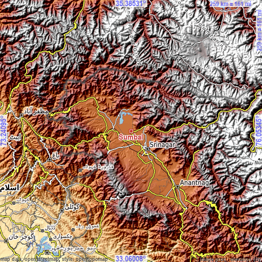 Topographic map of Sumbal