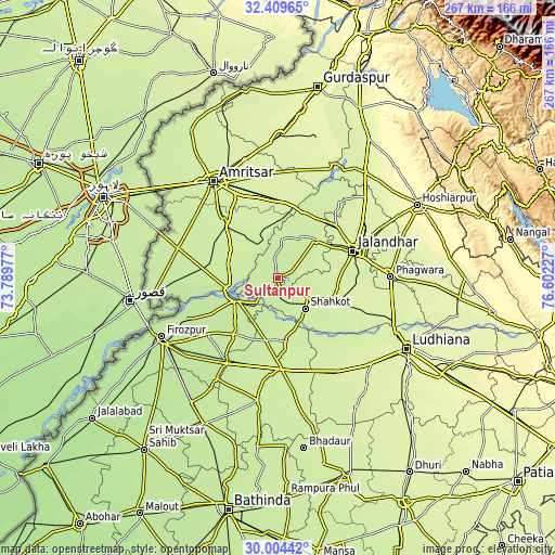 Topographic map of Sultanpur