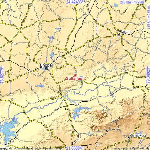 Topographic map of Sultānpur