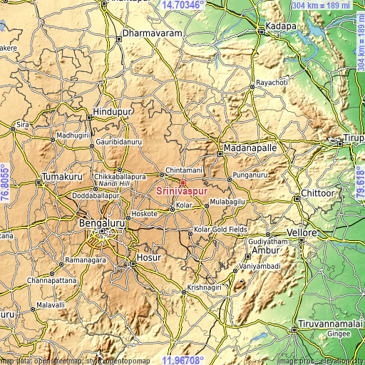 Topographic map of Srīnivāspur