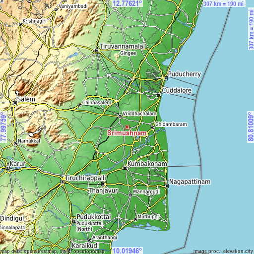 Topographic map of Srīmushnam