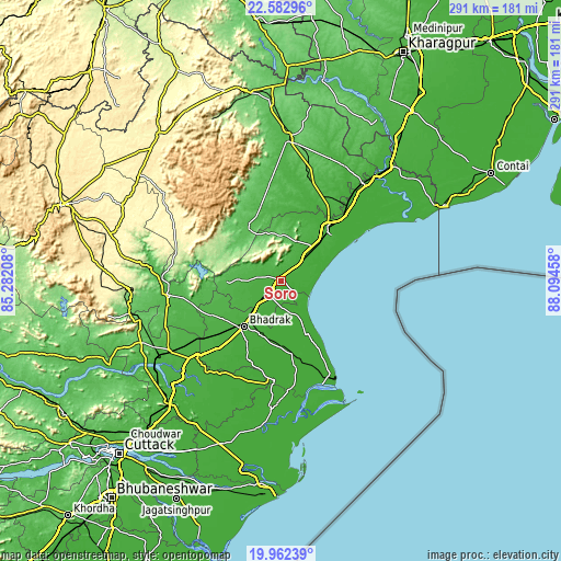 Topographic map of Soro