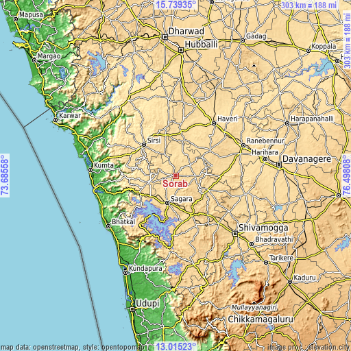 Topographic map of Sorab