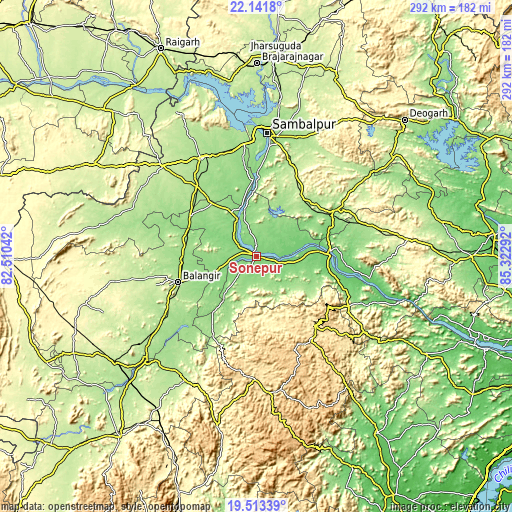 Topographic map of Sonepur