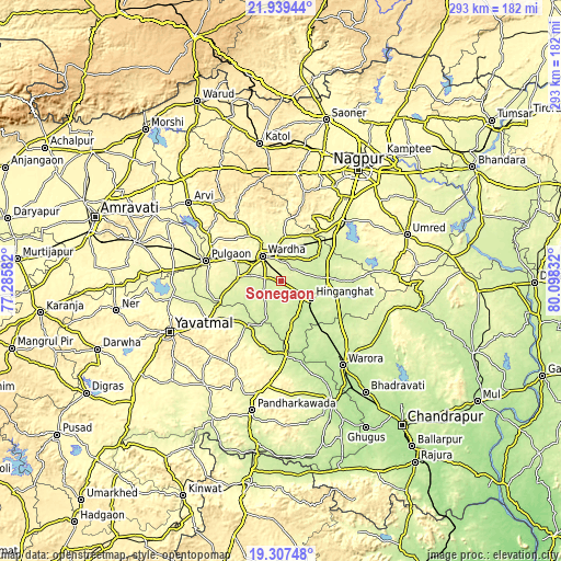 Topographic map of Sonegaon