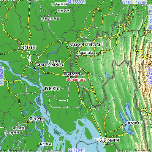 Topographic map of Sonāmura