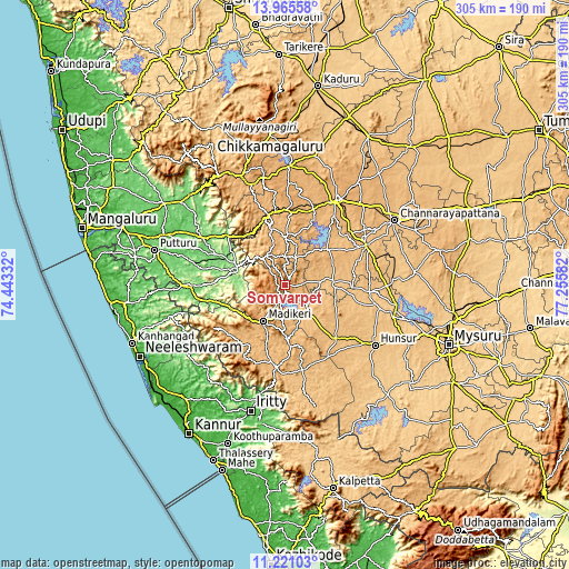 Topographic map of Somvārpet