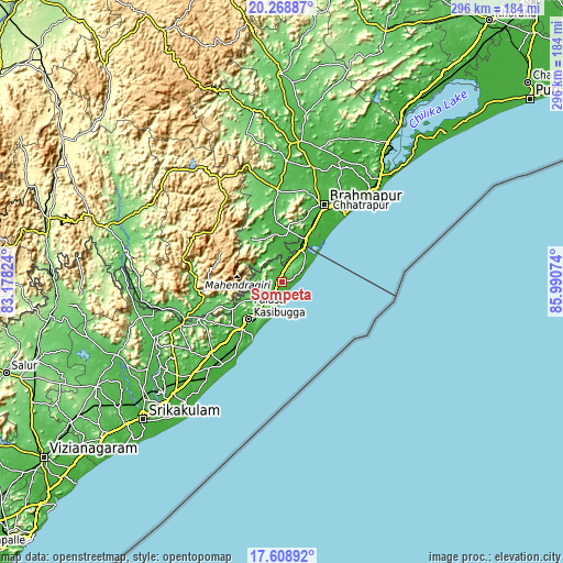 Topographic map of Sompeta