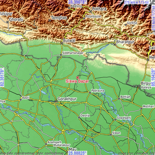 Topographic map of Siswā Bāzār