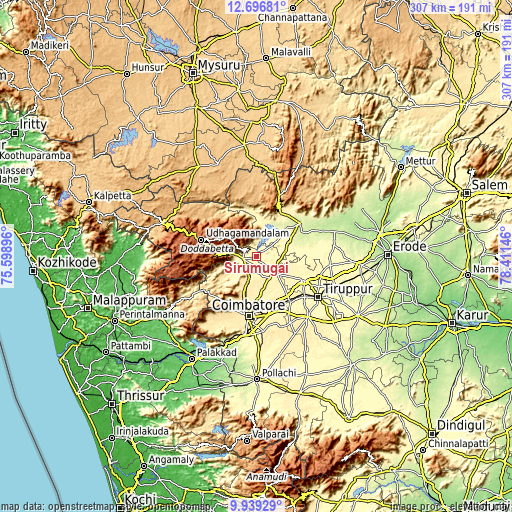 Topographic map of Sirumugai