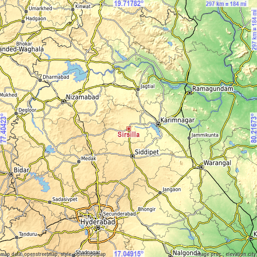 Topographic map of Sirsilla