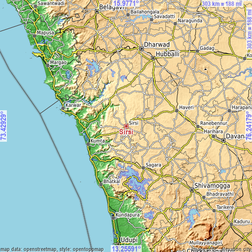 Topographic map of Sirsi