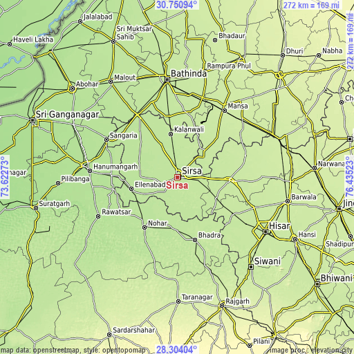 Topographic map of Sirsa