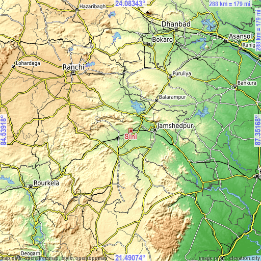 Topographic map of Sini