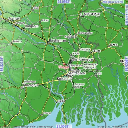 Topographic map of Singur