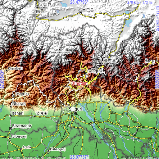 Topographic map of Singtam