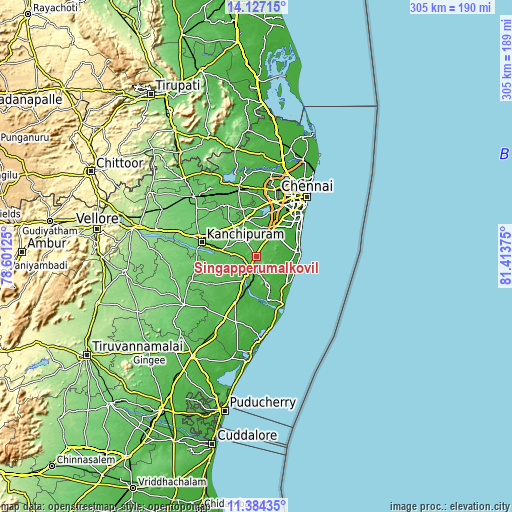 Topographic map of Singapperumālkovil