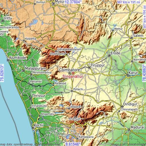 Topographic map of Singānallūr