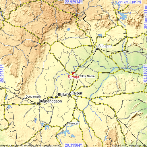 Topographic map of Simga