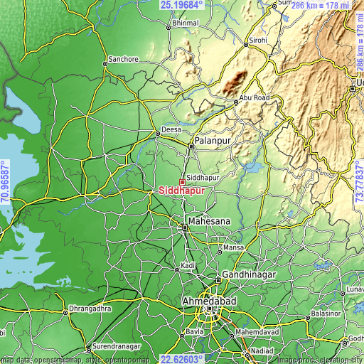 Topographic map of Siddhapur